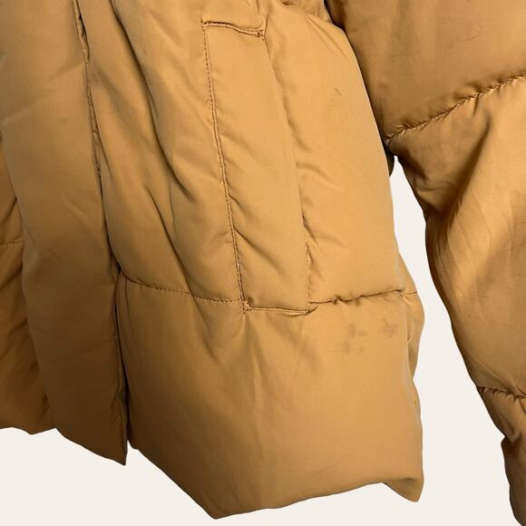 H&M Padded Camel Tan Hooded Puffer Jacket Size 8 - Picture 3 of 7